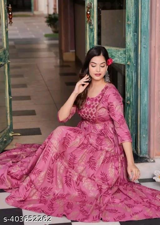Flayered Anarkali kurti with embroidery yog - amamestyle