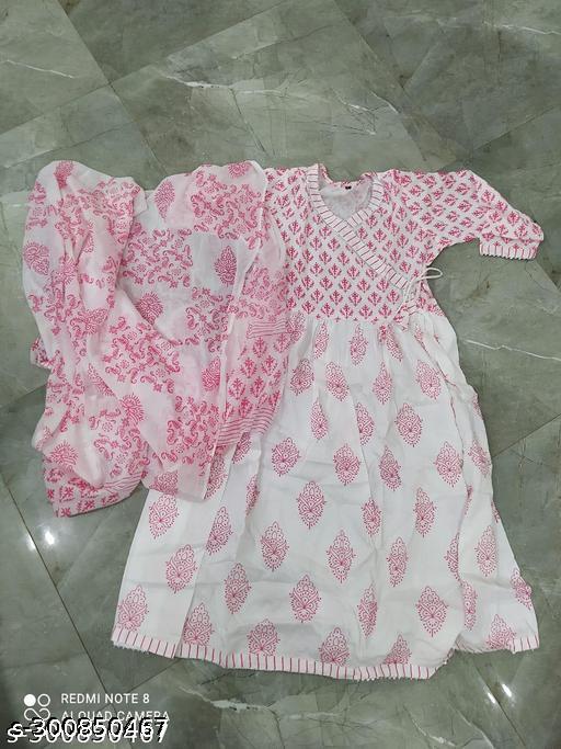 anarakali kurti and dupatta pink - amamestyle