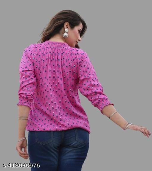 women stylish dark pink consine printed top for women and girls reyon fabric 0.0 - amamestyle