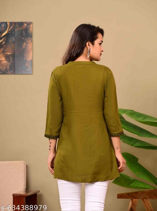 Women embroidery top, crop top, rayon top, festival top, partywear top, daily wear top, formal top, new top, embroidery short kurti, jeans kurti top - amamestyle