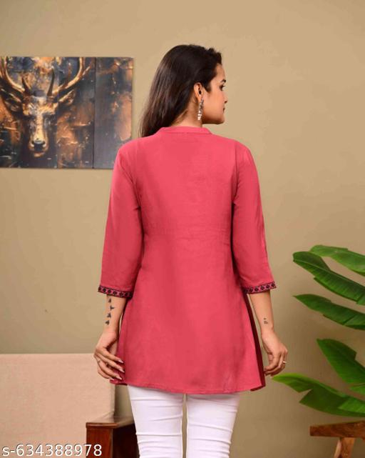 Women embroidery top, crop top, rayon top, festival top, partywear top, daily wear top, formal top, new top, embroidery short kurti, jeans kurti top - amamestyle