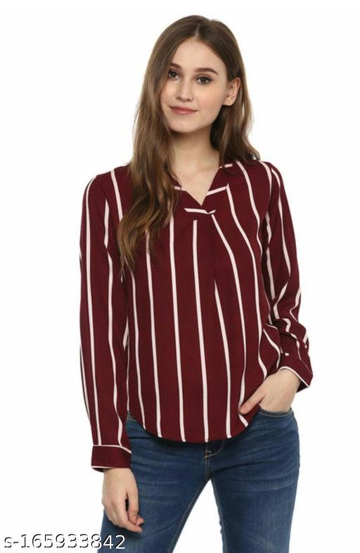Fancy women top, Maroon stripe designer top - amamestyle