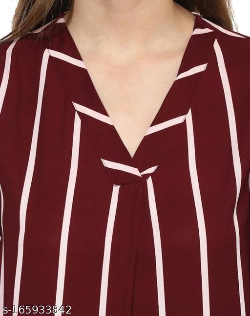 Fancy women top, Maroon stripe designer top - amamestyle