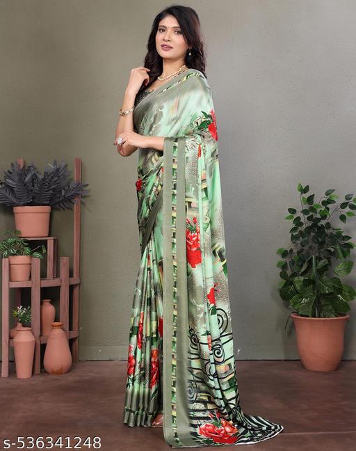 Tarsh Enterprises Women Tussar Silk Printed Saree With Blouse Material |saree for Women | saree collection 2025 | New Sari | Latest Saree - amamestyle