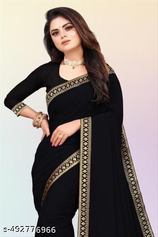 A stunning Georgette saree adorned with elegant Maharani lace. - Myshopic 