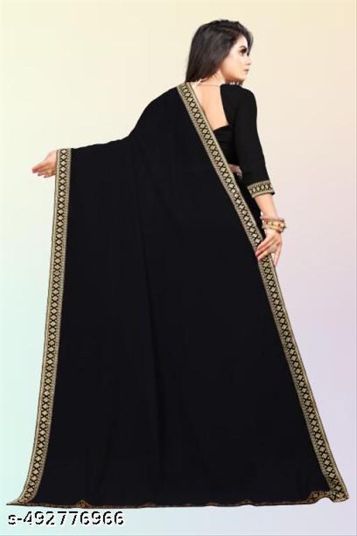 A stunning Georgette saree adorned with elegant Maharani lace. - Myshopic 