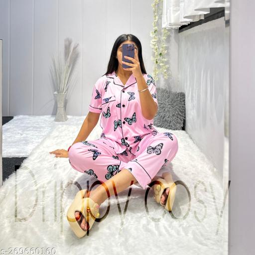 night suit combo of shirt, pajama & shorts. - amamestyle