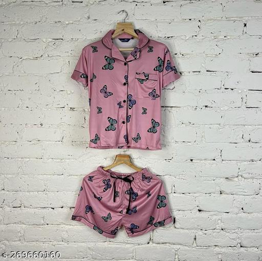 night suit combo of shirt, pajama & shorts. - amamestyle