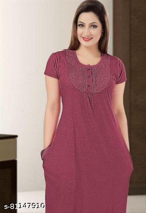  Women Fancy Hosiery Embroidered Nightdress - amamestyle