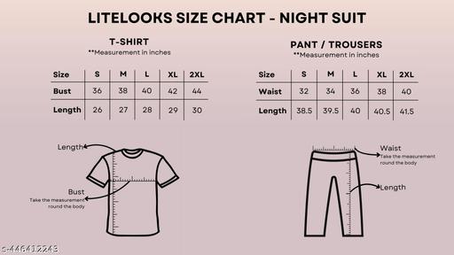 Litelooks Women's Cotton Print Full Hand Night Suits – Comfortable & Stylish T-Shirt & Payjama Set for Women Night Dress with Pockets - amamestyle