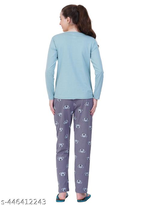 Litelooks Women's Cotton Print Full Hand Night Suits – Comfortable & Stylish T-Shirt & Payjama Set for Women Night Dress with Pockets - amamestyle