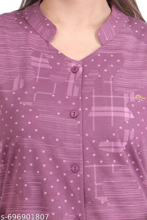 Clint Summer Casual V Neck Half Sleeve Cotton Fabric Printed 3 pcs ( Top,Lower, Shorts) Nightsuit For Women's - amamestyle