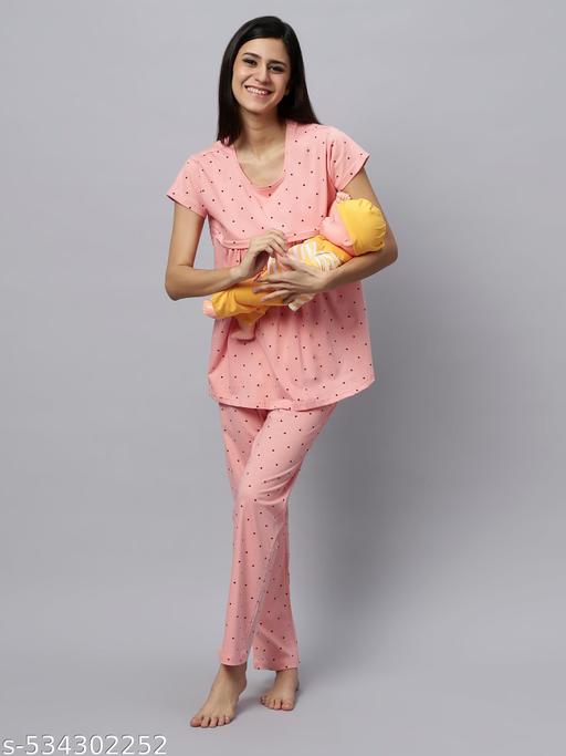 Aerinor Women's Maternity & Feeding Night Suit Set / Co-ord Set - amamestyle