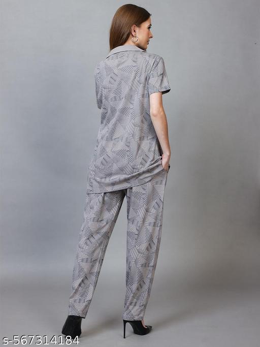 CLINT Summer Casual Collar Neck Soft Feel Half Sleeve Cotton Nightsuit Set - amamestyle