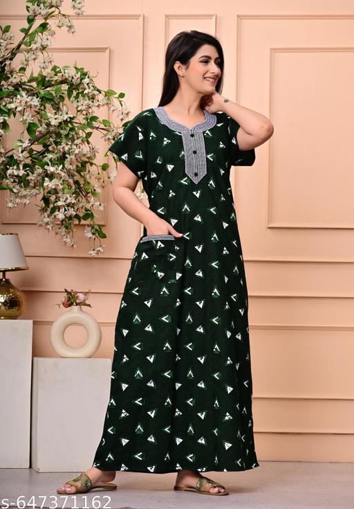 Women Premium quality cotton Emboidery nighty , Cotton Nighty short sleeve, Printed maxi, Nightdress, Nighty, Maxi, Gown, Sleepwear, Ladies nighty - amamestyle
