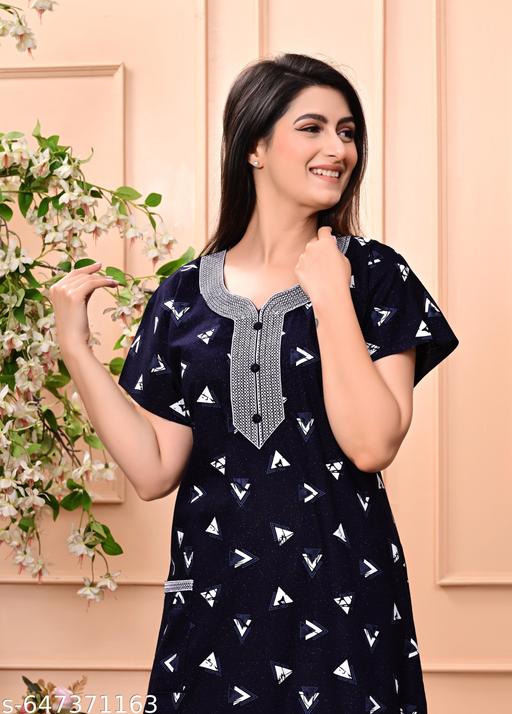 Women Premium quality cotton Emboidery nighty , Cotton Nighty short sleeve, Printed maxi, Nightdress, Nighty, Maxi, Gown, Sleepwear, Ladies nighty - amamestyle