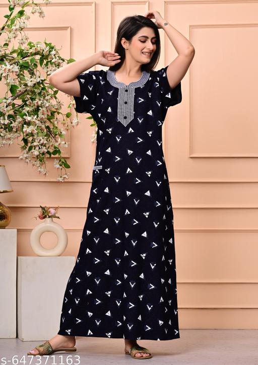Women Premium quality cotton Emboidery nighty , Cotton Nighty short sleeve, Printed maxi, Nightdress, Nighty, Maxi, Gown, Sleepwear, Ladies nighty - amamestyle