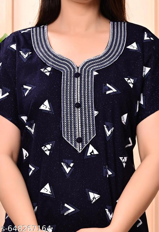 Women Premium quality cotton Emboidery nighty , Cotton Nighty short sleeve, Printed maxi, Nightdress, Nighty, Maxi, Gown, Sleepwear, Ladies nighty - amamestyle