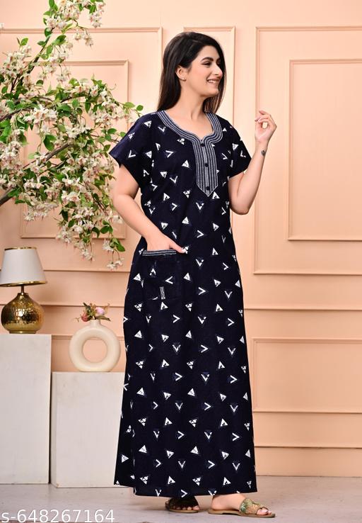 Women Premium quality cotton Emboidery nighty , Cotton Nighty short sleeve, Printed maxi, Nightdress, Nighty, Maxi, Gown, Sleepwear, Ladies nighty - amamestyle