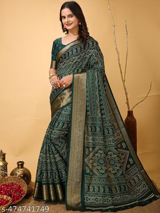 Women's Cotton Silk Saree With Unstitched Blouse Piece - amamestyle