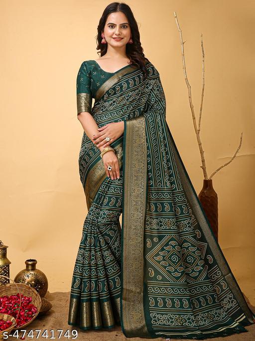 Women's Cotton Silk Saree With Unstitched Blouse Piece - amamestyle