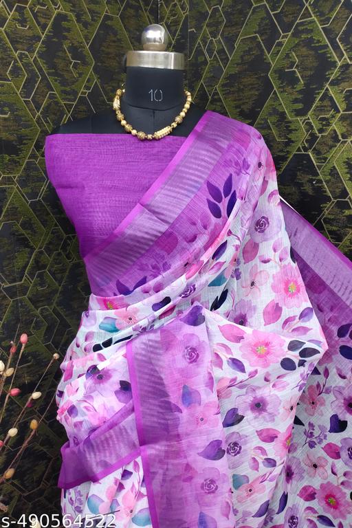 Women'S COTTON LILAN DIGITAL PRINT SAREE - amamestyle