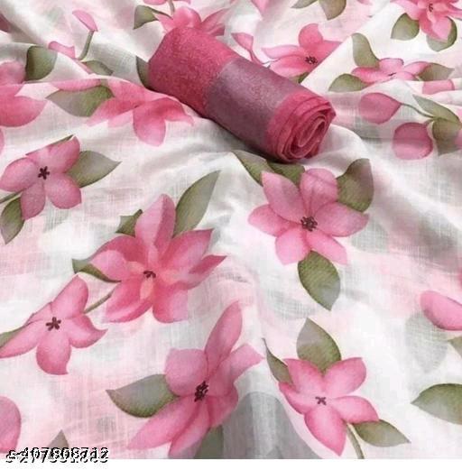 Cotton Linen Saree For Women New Latest collection Design Fancy Daily wear use Top selling Best Designer Stylish saree  - amamestyle