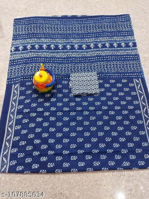 Jaipuri Hand Block Printed Soft Cotton Mulmul Saree ,Sanganeri Cotton Malmal Saree, Bagru Cotton Saree, Batic / Batik Print Cotton saree In Super Fine 92*80 Fabric Quality With Attached Blouse Piece for Woman - amamestyle