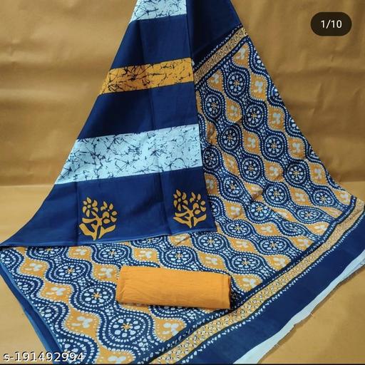 Jaipuri Hand Block Printed Soft Cotton Mulmul Saree ,Sanganeri Cotton Malmal Saree, Bagru Cotton Saree, Batic / Batik Print Cotton saree In Super Fine 92*80 Fabric Quality With Attached Blouse Piece for Woman - amamestyle