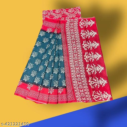 ETHNIC PURE COTTON MULMUL SAREE WITH BLOUSE - amamestyle