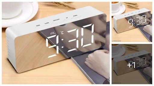 Digital LED Alarm Alarm Clock for Heavy Sleepers Kids Large LED  Time Temperature Function for Bedroom, Office, Travel Battery Powered & USB Power (Mirror Clock) Mirror Digital Led Alarm Clock