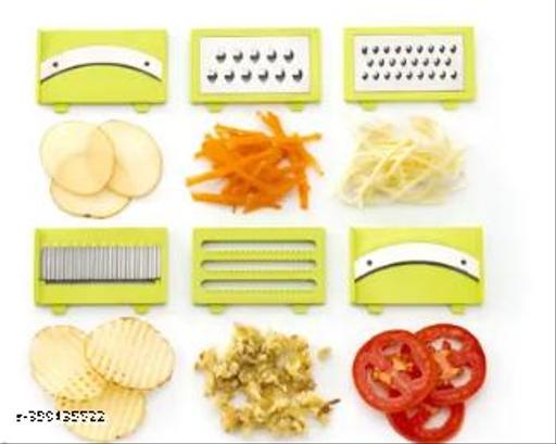 6 in 1 Slicer & Grater with Safety Holder & Extra Sharp V Blade, Includes 6 Detachable Slicers, Ripple, Greater Suitable for Onion, Carrot, Tomato, Cucumber, Beat & Vegetable - Anuloria 