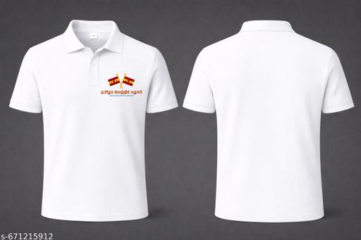 White | TVK | Men’s Premium Political Party Printed Polo T-Shirt | 220 GSM Mars Fabric | Collar Cuff T-Shirt | M to XXXL | TVK - Anuloria 