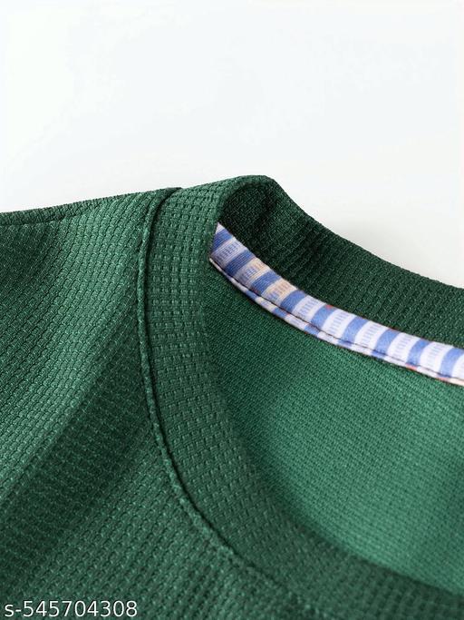 Men's Oversized Waffle Knit T-Shirt – Textured Cotton Blend, Casual Streetwear, Breathable & Stylish Popcorn Fabric Tee, Relaxed Fit for Everyday Comfort & Fashionable Look - Anuloria 