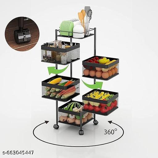 NEXANEST 5Tier Rolling Kitchen Storage Trolley | Kitchen Utility Cart with Wheels for Pantry & Home Organization - Anuloria 