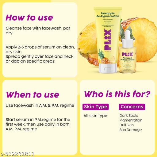 5% Pineapple Face Wash/Cleanser And Serum Mini Combo for Pigmentation & Dark Spots, Dullness, Reveal l Brighter, Even Toned Complexion l All Skin Types - Triffystore 