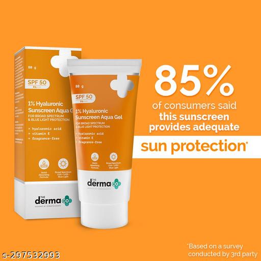 1% Hyaluronic Sunscreen SPF 50 Aqua Gel, PA++++, Lightweight, No white-cast for Broad Spectrum & Blue Light Protection for Oily, Dry, Acne-prone Skin - 80g - Triffystore 