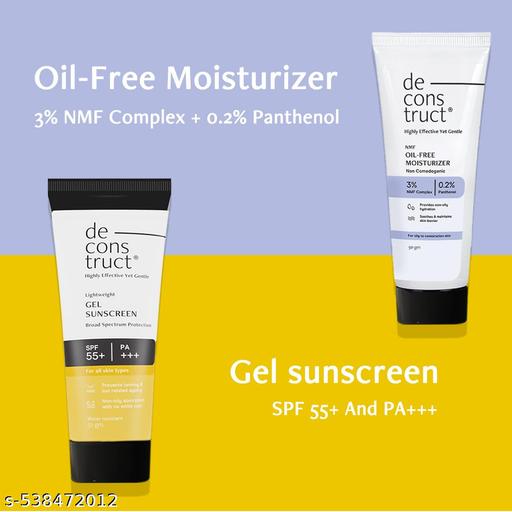 Hydration & Defense Combo: Oil-Free Moisturizer & No White Cast Spf 55+ | Get Glowing Skin With Sun Protection | No White Cast & Lightweight | Pack Of 2, All - Triffystore 