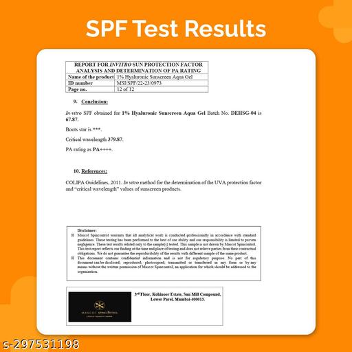 1% Hyaluronic Sunscreen Aqua Ultra Light Gel with SPF 50 PA++++ For Broad Spectrum, UV A, UV B & Blue Light Protection - 50g - Triffystore 