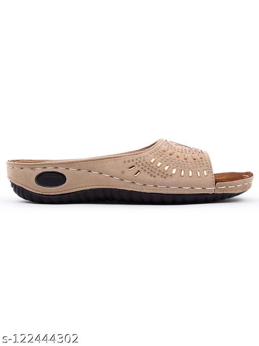 Women's Fashion Slippers | Doctor Ortho Soft & Comfortable Slip-Ons for Women & Girls | Lightweight & Stylish, Diabetic & Orthopedic Footwear, Ideal for Knee & Foot Pain (44061, Beige) - Triffystore 