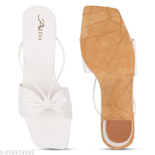 Stylish white colour sandal and block heels - Triffystore 