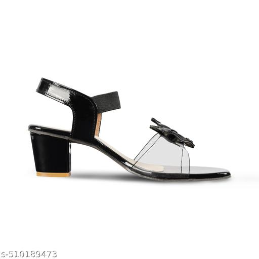 Women Fashion Sandal | Transparent Fancy Heels for Women | Bridal Sandals for Women | Ethnic Footwear for Women | Slip On Fancy Sandals for Women | Crystal Block High Heel Sandal - Triffystore 