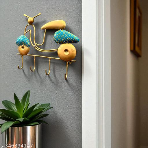 Scooter Shaped Iron Wall Key Holder with 4 Hooks - Triffystore 