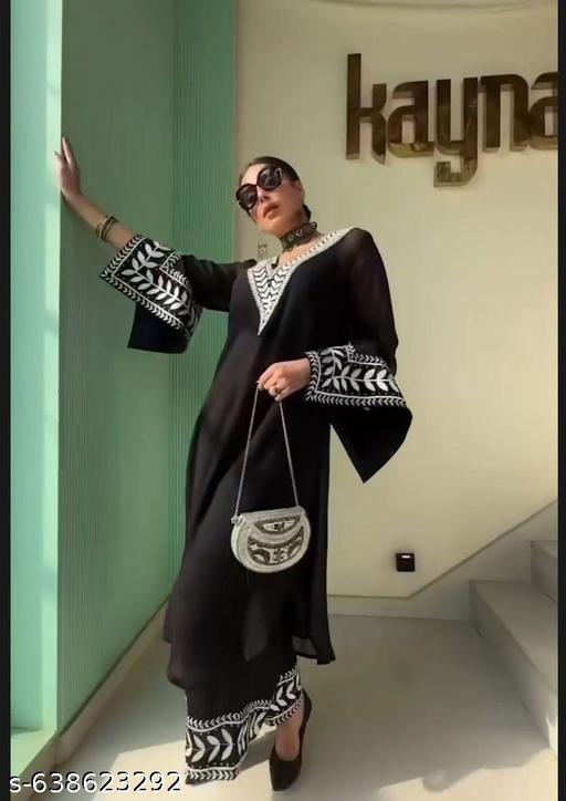 Fancy Embroidery Work Kurti With Plaza - Triffystore 