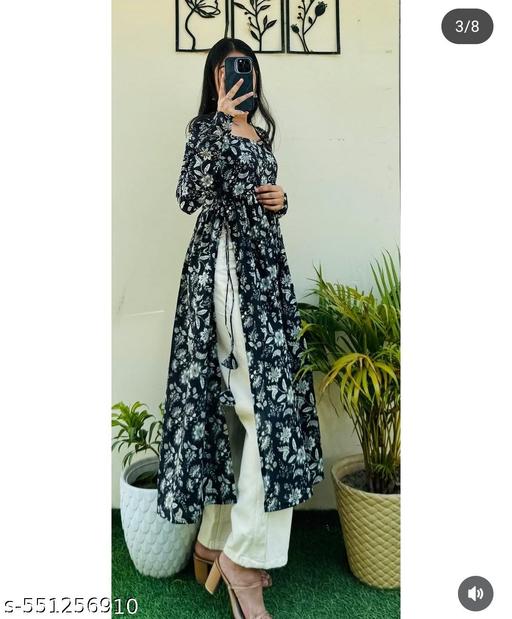 black side cut printed kurti  for woman . ladis single  kurti 5 - Triffystore 