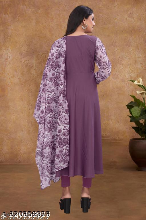 SHAKSHI KURTI AND DUPATTA SET RUST - Triffystore 