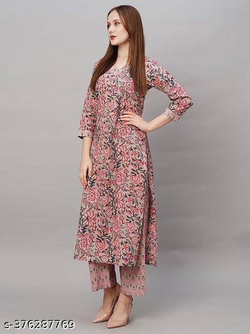 Ghanshayam Fashion Women's Peach Printed Kurta with Palazzo - Triffystore 