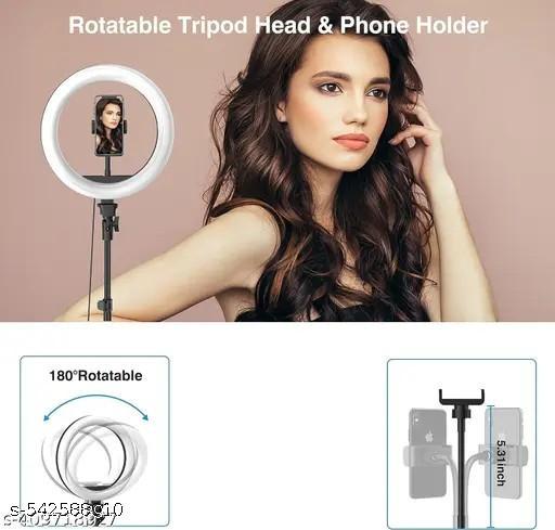 Ring Light 10 Inch with Adjustable 7 Feet Tripod + Collar Microphone – Ideal for YouTube, Zoom, Photography, Content Creation - Triffystore 