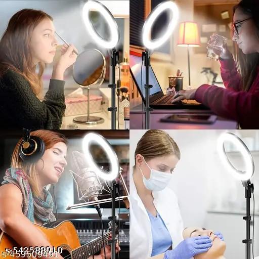 Ring Light 10 Inch with Adjustable 7 Feet Tripod + Collar Microphone – Ideal for YouTube, Zoom, Photography, Content Creation - Triffystore 
