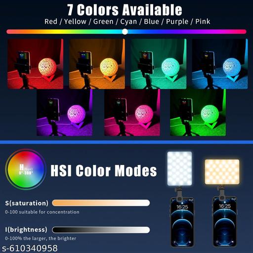 RGB Video Light, Pocket LED On-Camera Video Lights, 3000-6500K Full Color 20 Light Effects, Portable Front & Back Phone Clip for Laptops, Phone and Camera, Photography, TikTok, 1 Pack - Triffystore 